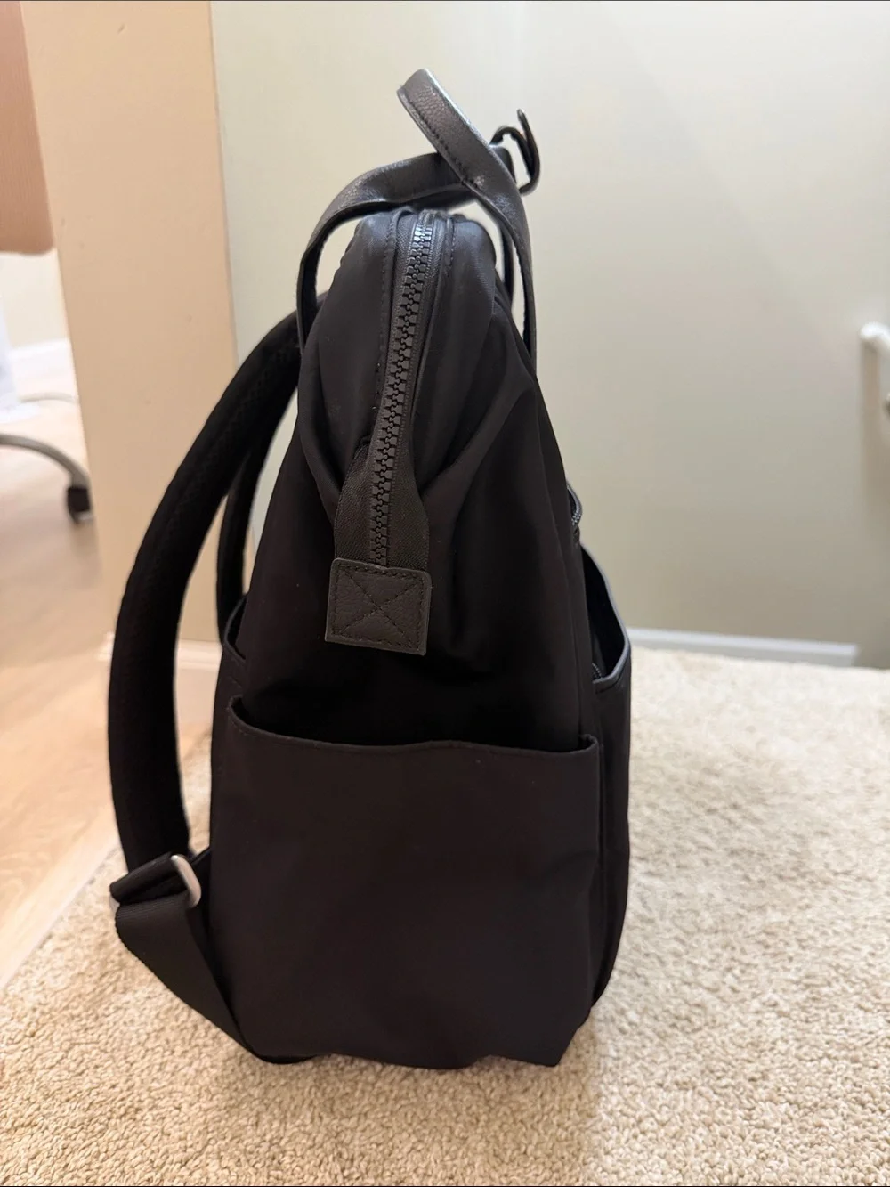 Baggallini Soho Black Women’s Nylon Backpack with Silver Hardware